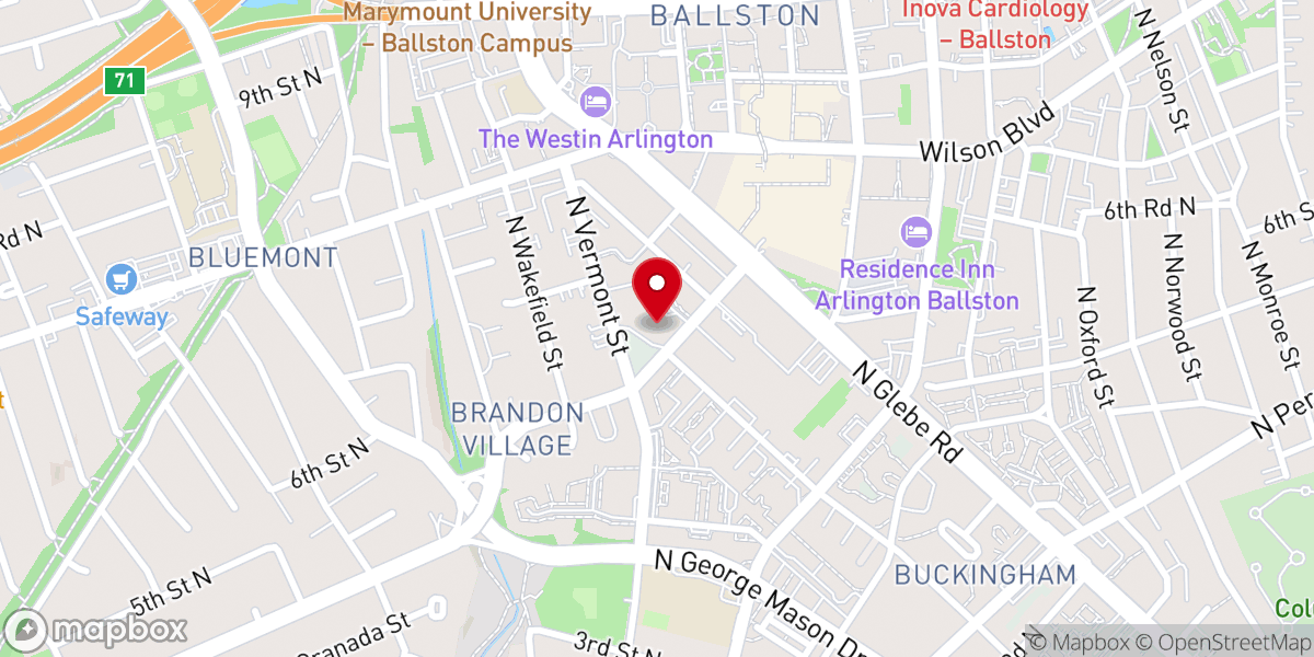 Map showing location of First Presbyterian Arlington