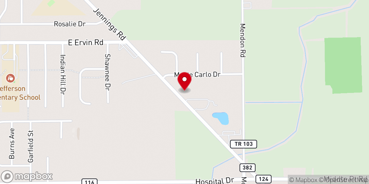 Map showing location of Jennings Road Church of Christ