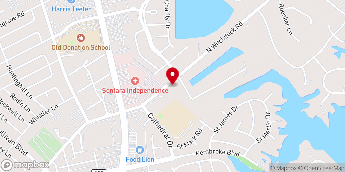Map showing location of Old Donation Episcopal Church