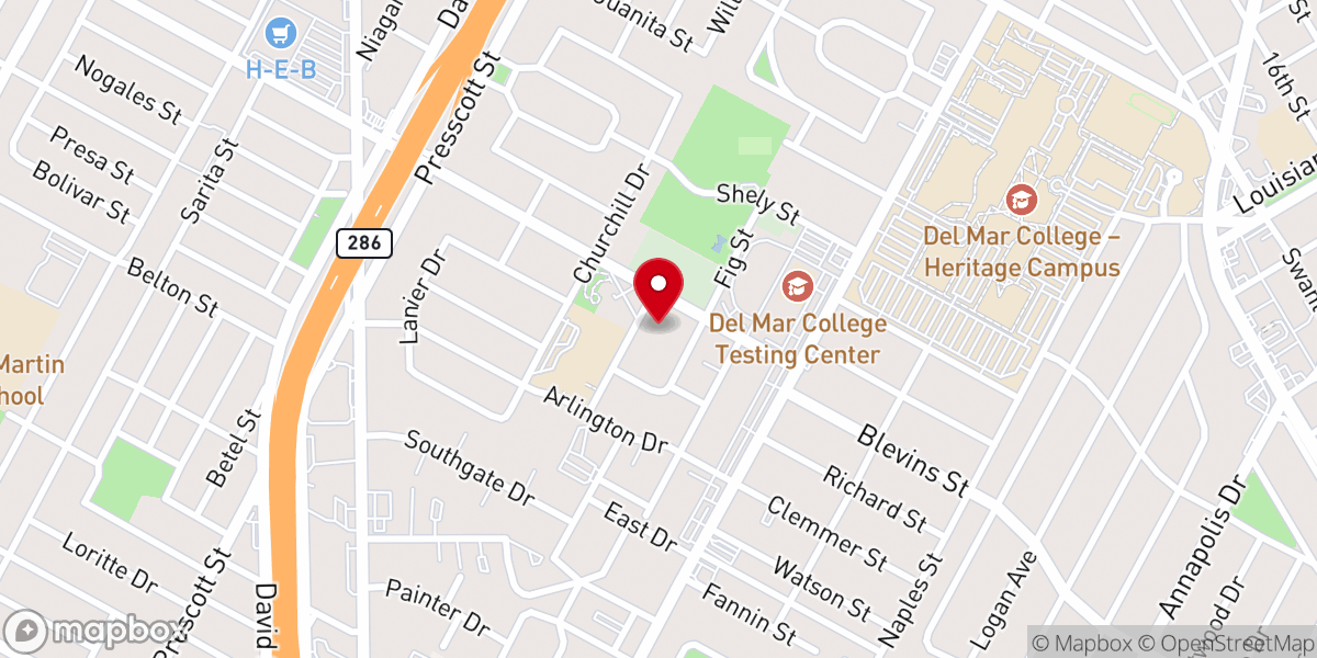 Map showing location of Primera Iglesia Bautista