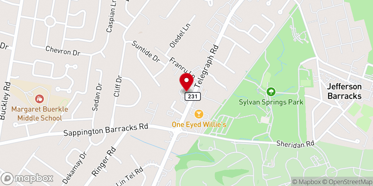 Map showing location of Hope Vineyard Church