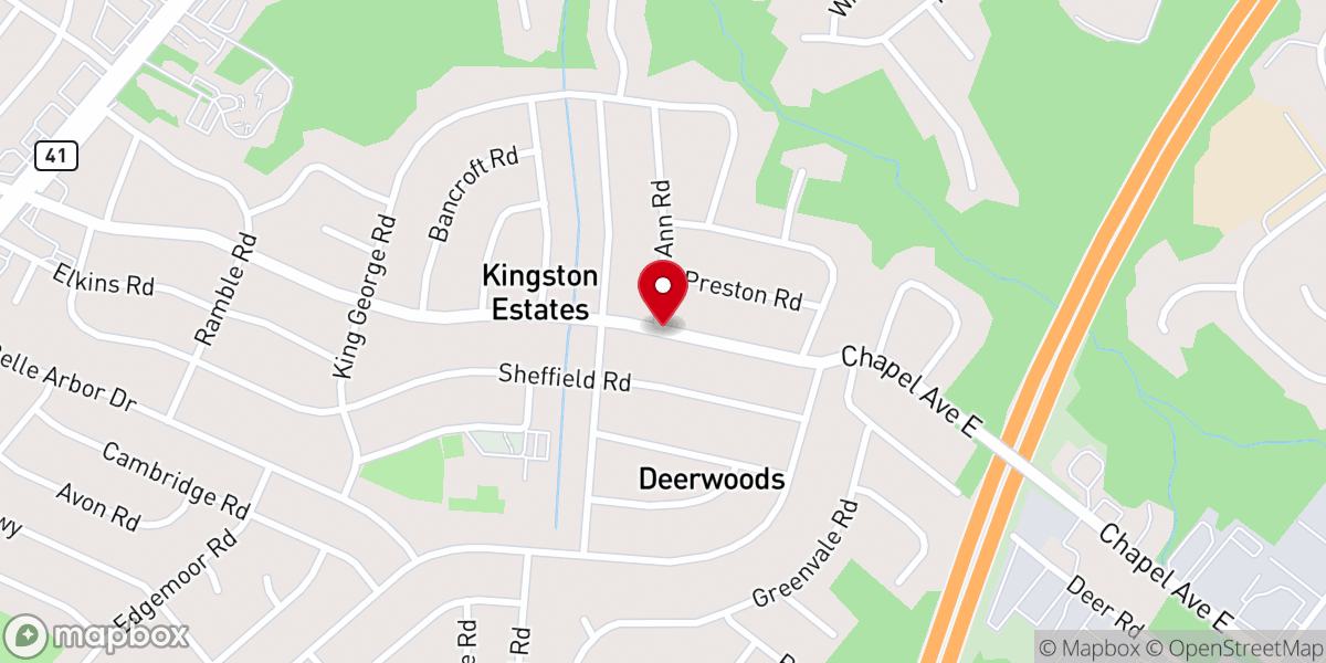 Map showing location of Chapel Ave E