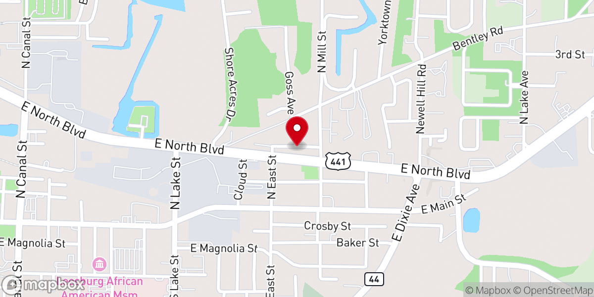 Map showing location of Iglesia Cristiana Pentecostes-MMM Leesburg, FL