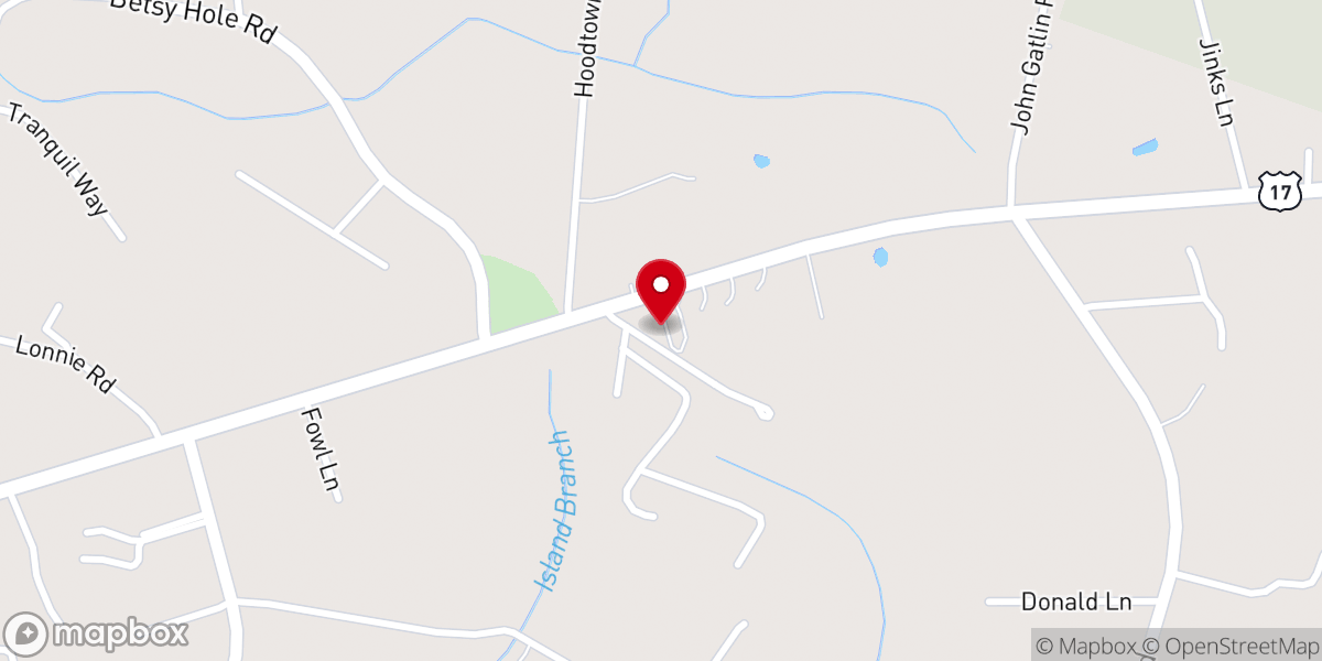 Map showing location of Hoods Chapel United Methodist Church