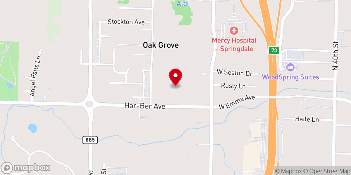 Map showing location of Harvest Hills Baptist Church