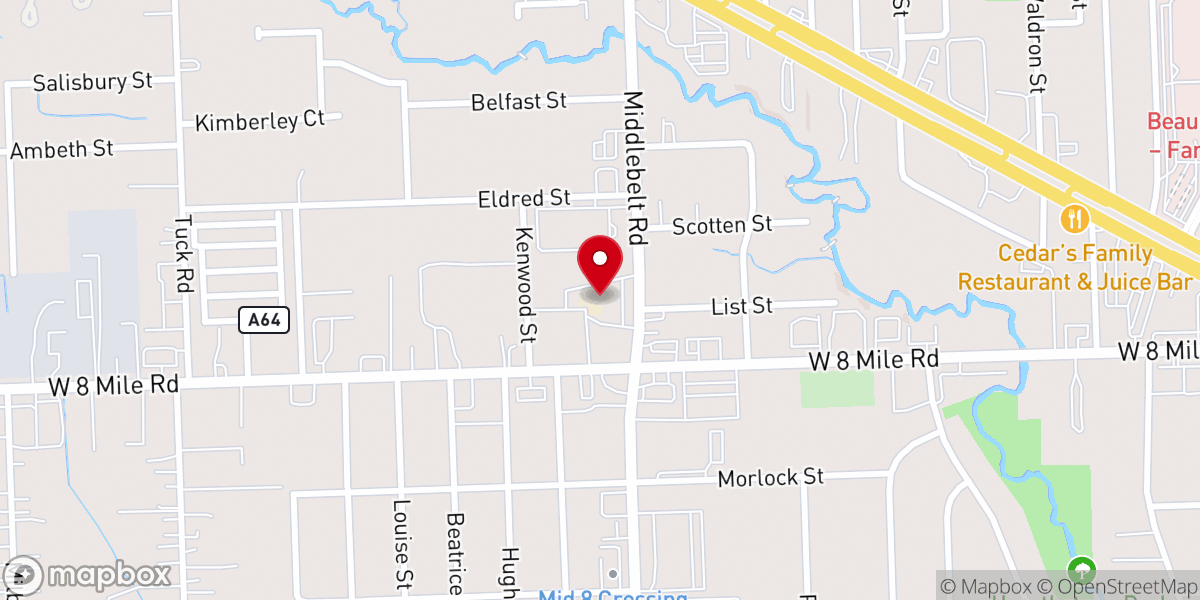 Map showing location of Shadow of the Cross Lutheran Church