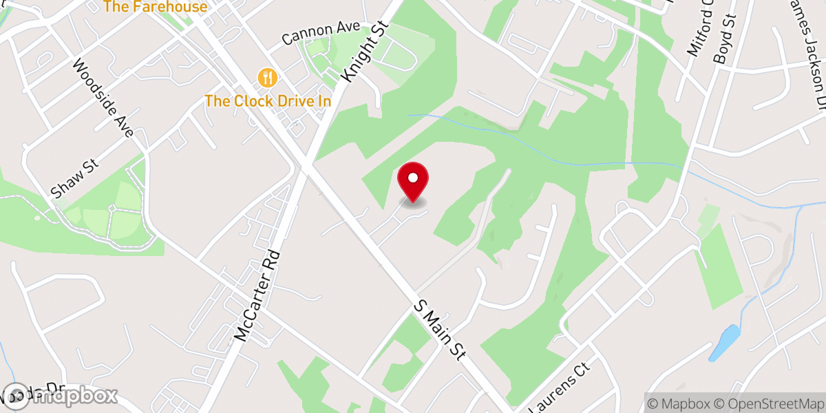 Map showing location of Presbyterian Fellowship of Fountain Inn