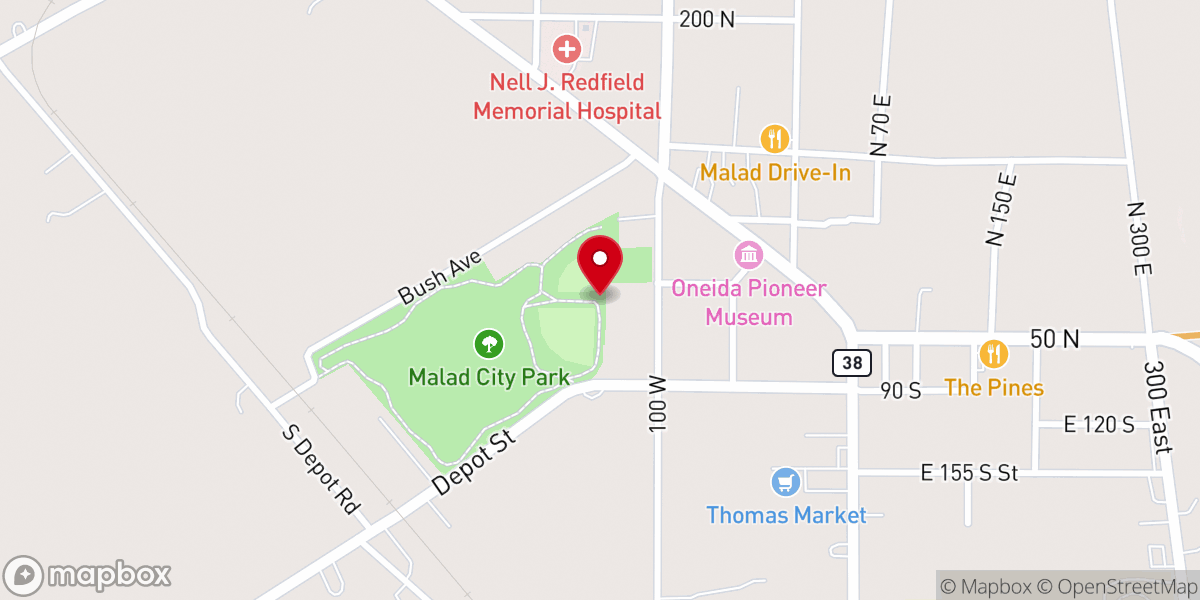 Map showing location of Malad City Park