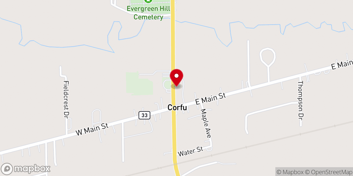 Map showing location of Corfu United Presbyterian Church