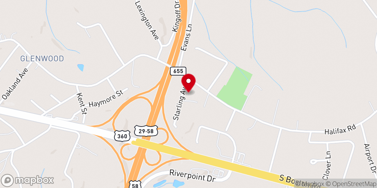 Map showing location of Glenwood Memorial Baptist Church