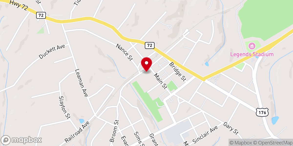 Map showing location of W E Baker & Son Inc