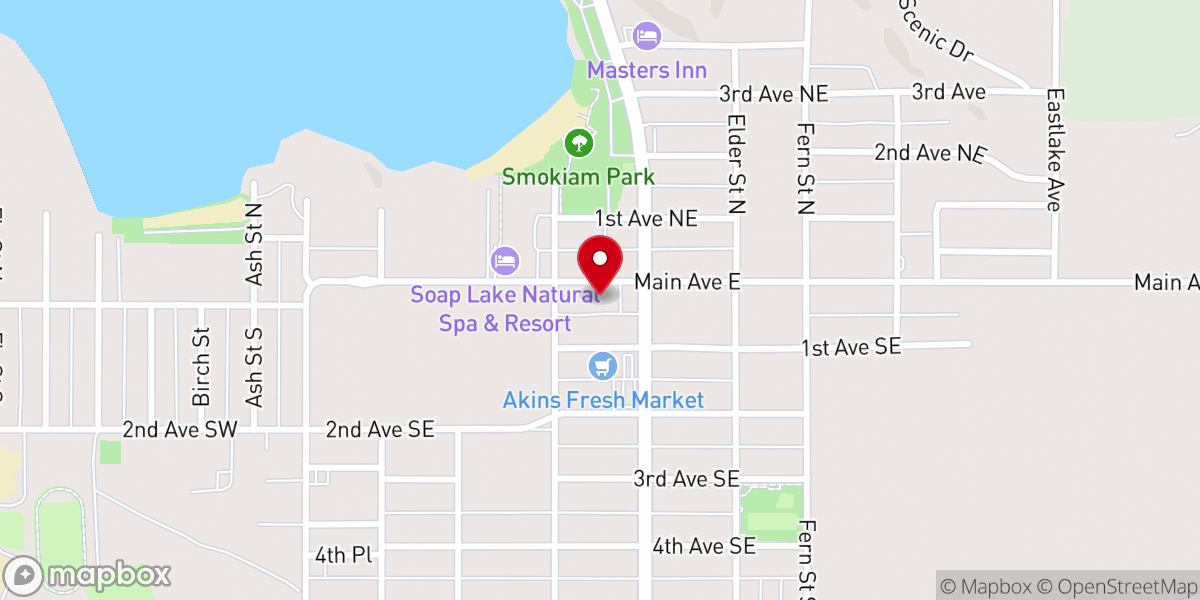 Map showing location of Soap Lake Food Bank