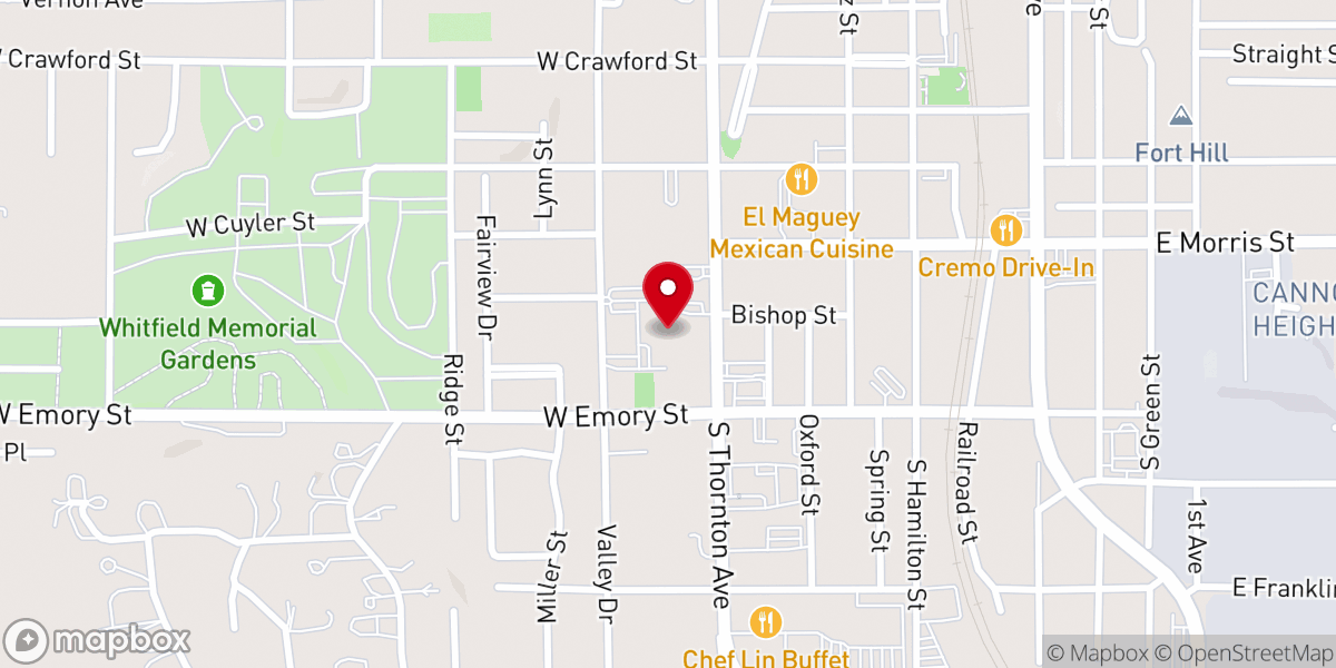 Map showing location of Dalton First UMC