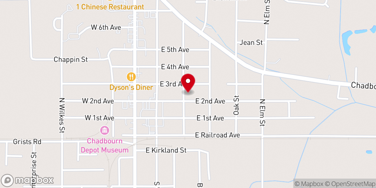 Map showing location of Chadbourn United Methodist Church