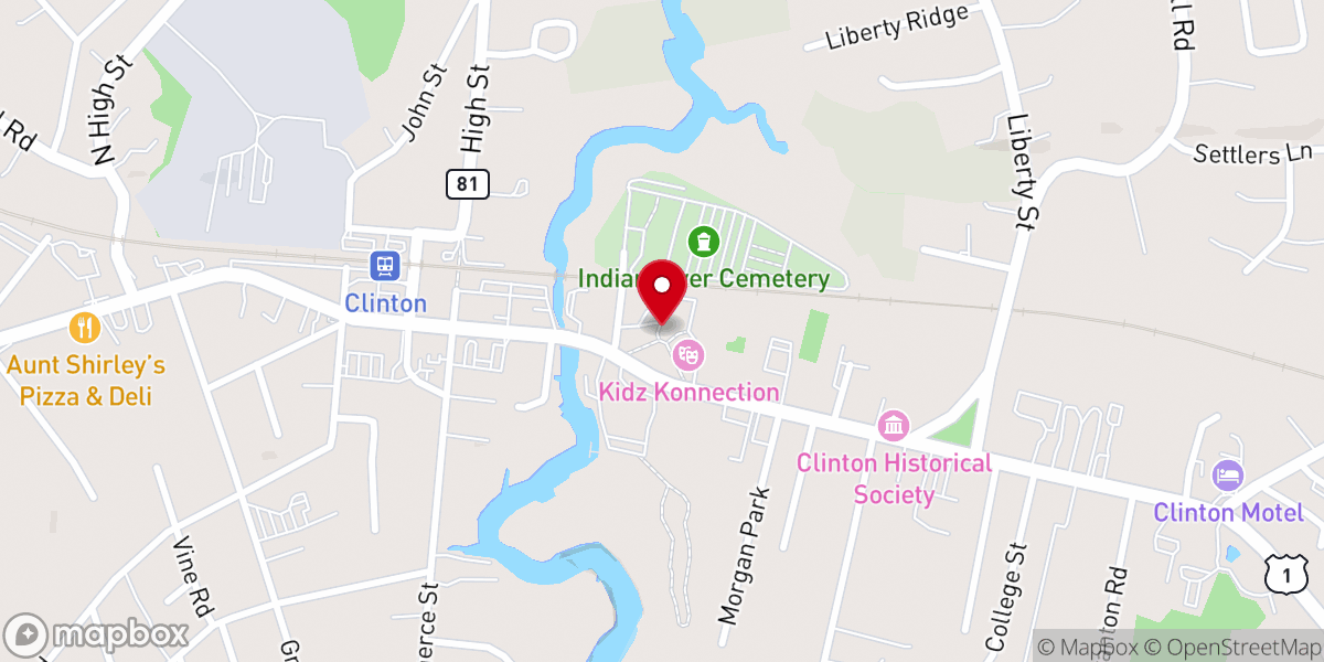Map showing location of First Church of Christ Congregational