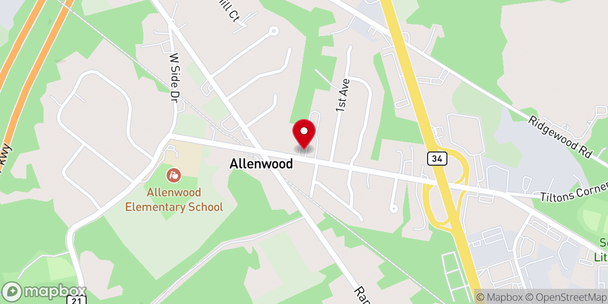 Map showing location of Allenwood Church