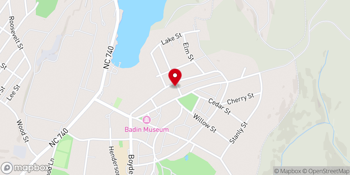 Map showing location of Badin United Methodist Church