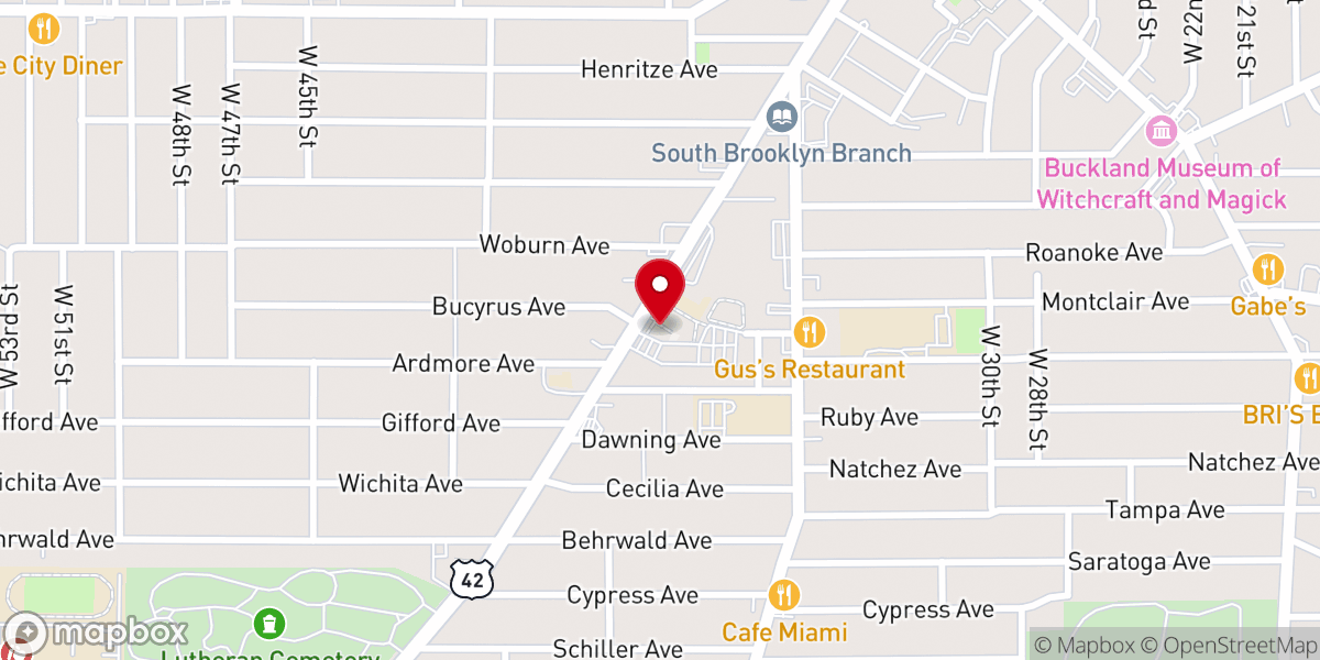 Map showing location of Mary Queen of Peace Catholic Church