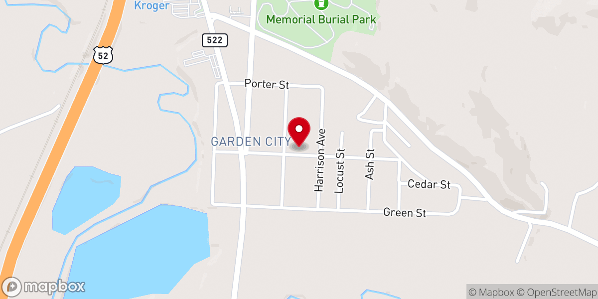 Map showing location of Ohio Valley United Baptist Church