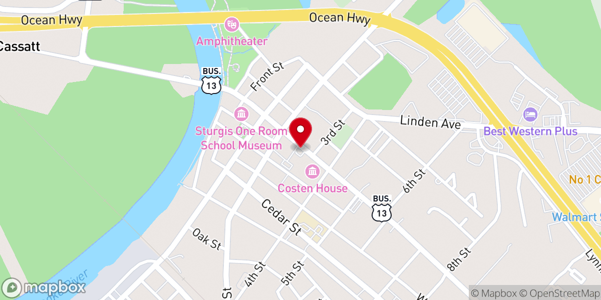 Map showing location of Pitts Creek Presbyterian Church