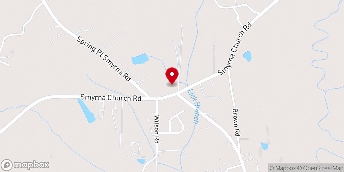 Map showing location of Smyrna Baptist Church