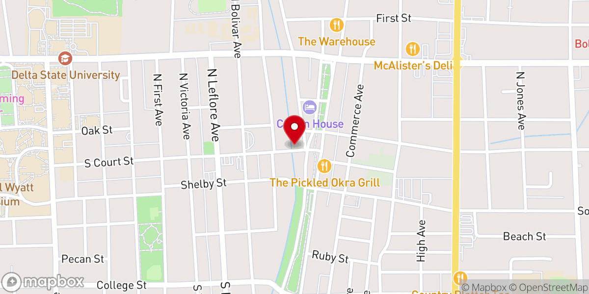 Map showing location of Delta Arts Alliance