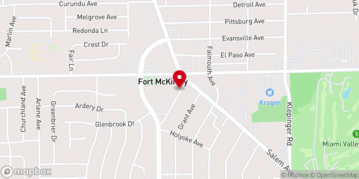 Map showing location of Fort McKinley United Methodist Church