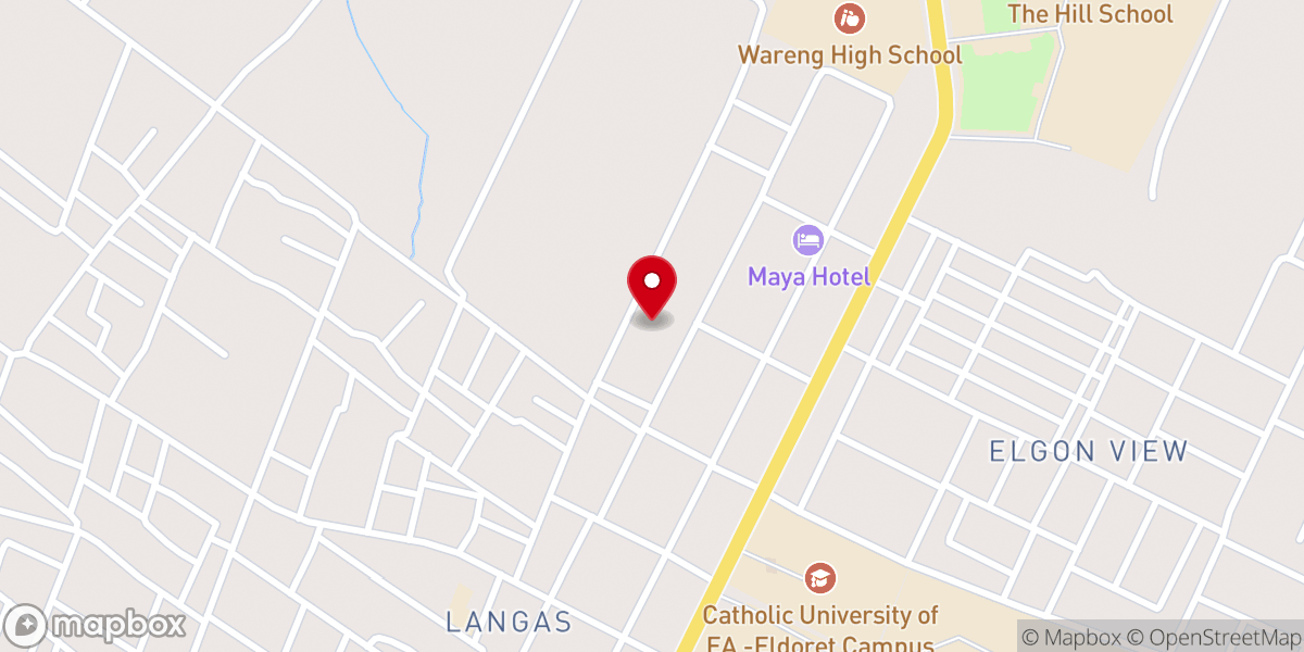 Map showing location of Jubilee Christian Church Eldoret