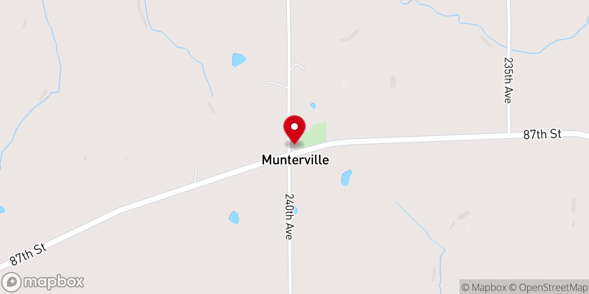 Map showing location of Munterville Lutheran Church