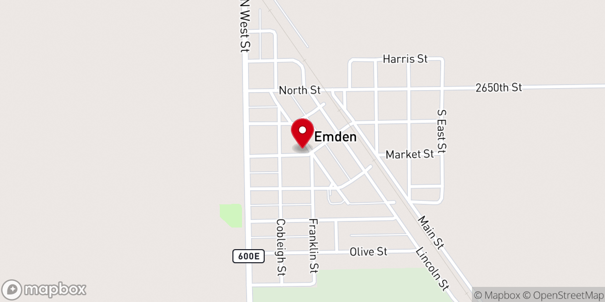Map showing location of Emden Christian Church