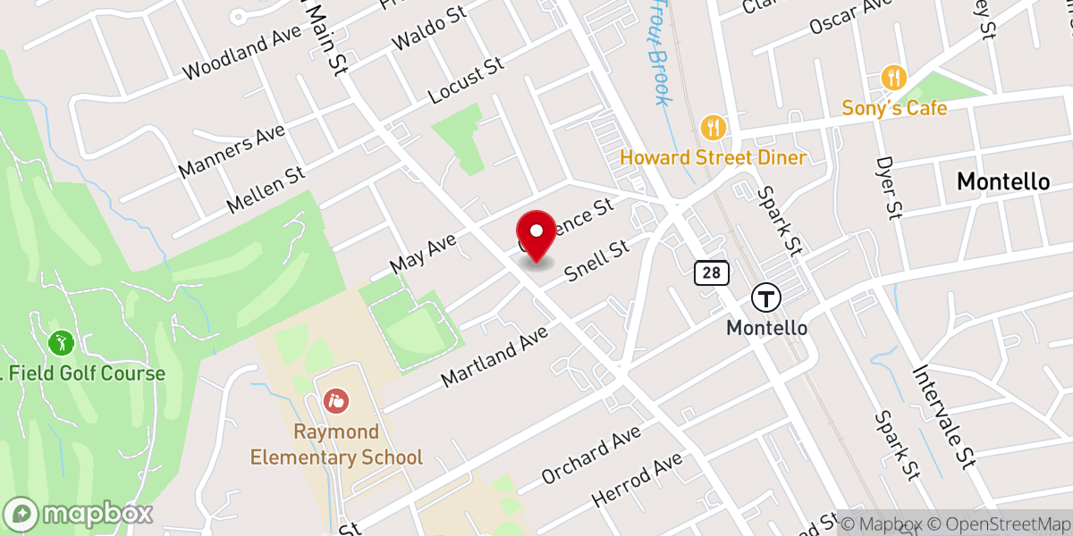 Map showing location of North Baptist Church