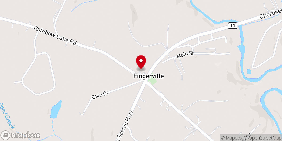 Map showing location of Fingerville First Baptist Church