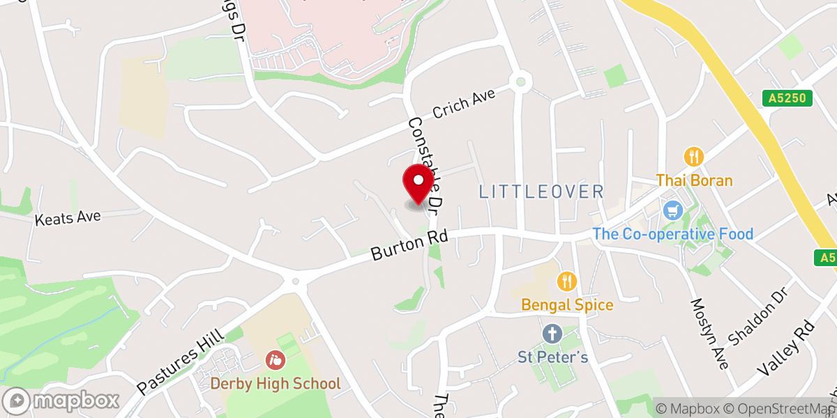 Map showing location of Littleover Methodist Church