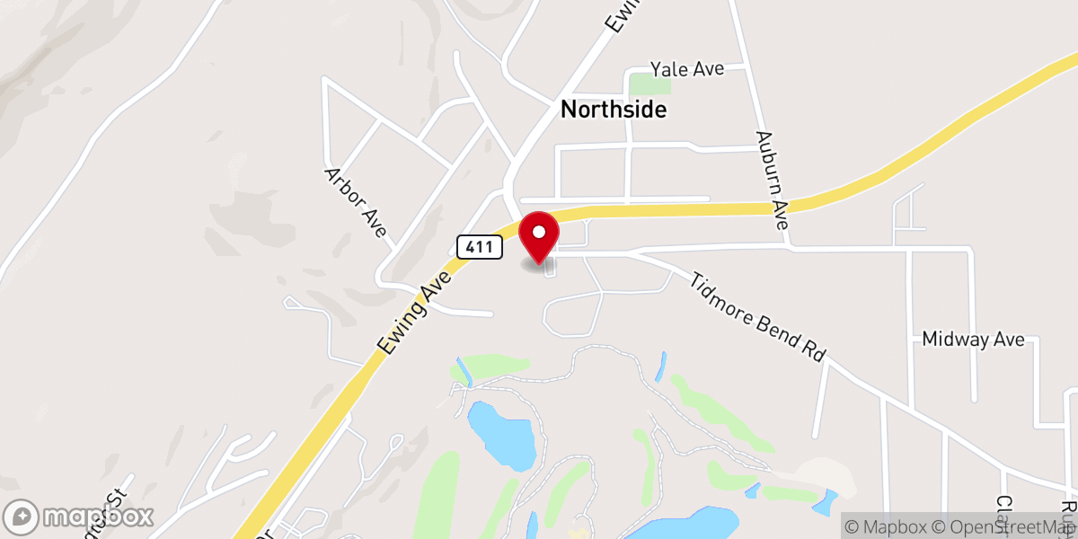 Map showing location of North Highland Baptist Church