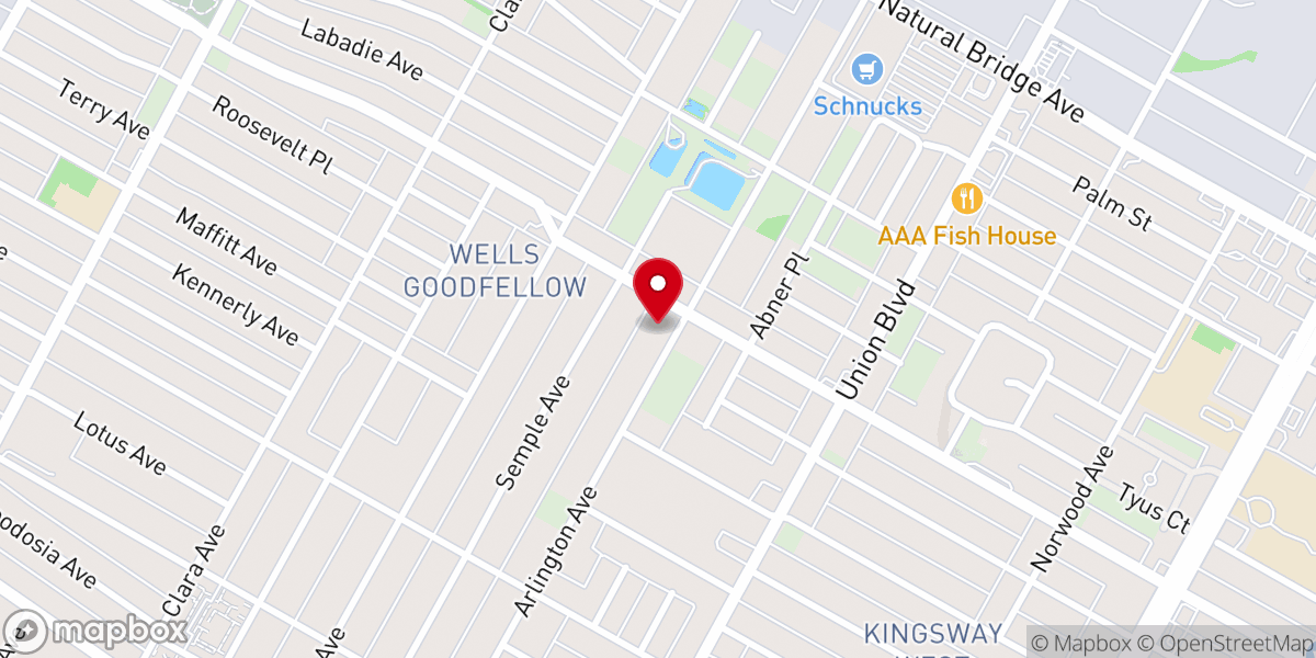 Map showing location of Mount Pleasant Missionary Baptist Church