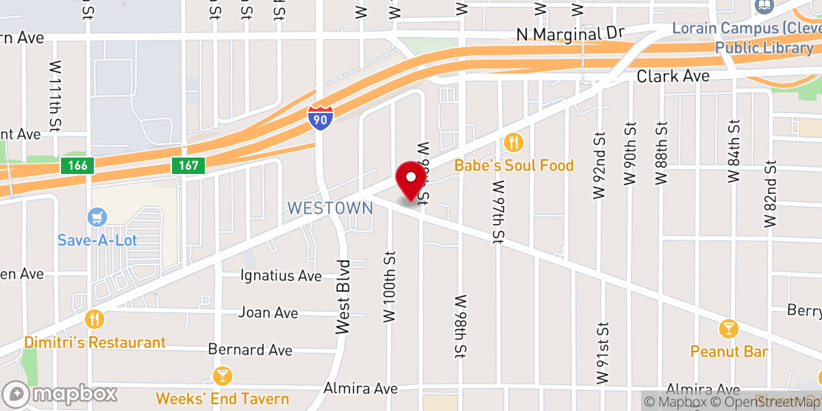 Map showing location of Denison Avenue United Church of Christ