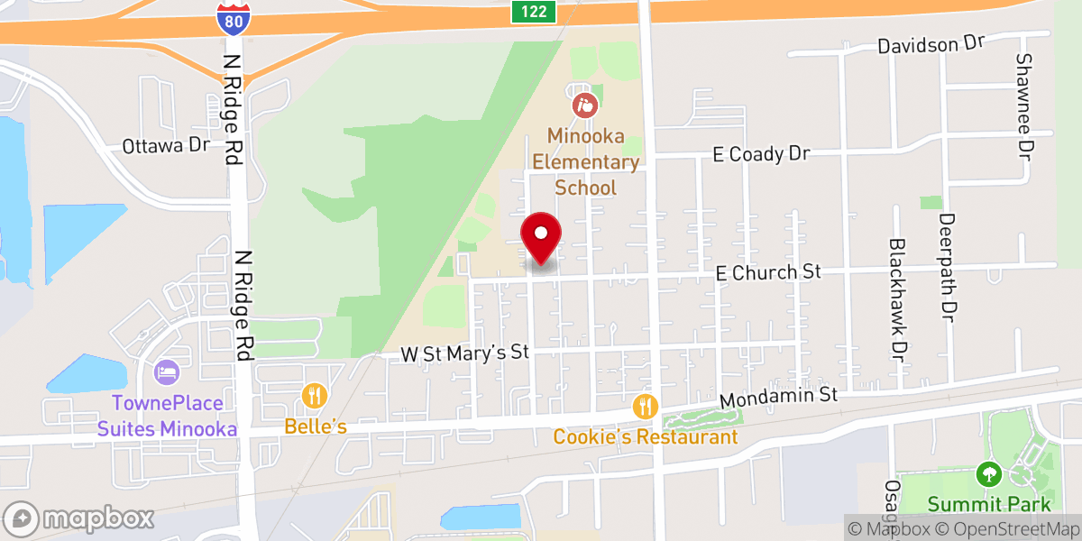 Map showing location of Minooka United Methodist Church