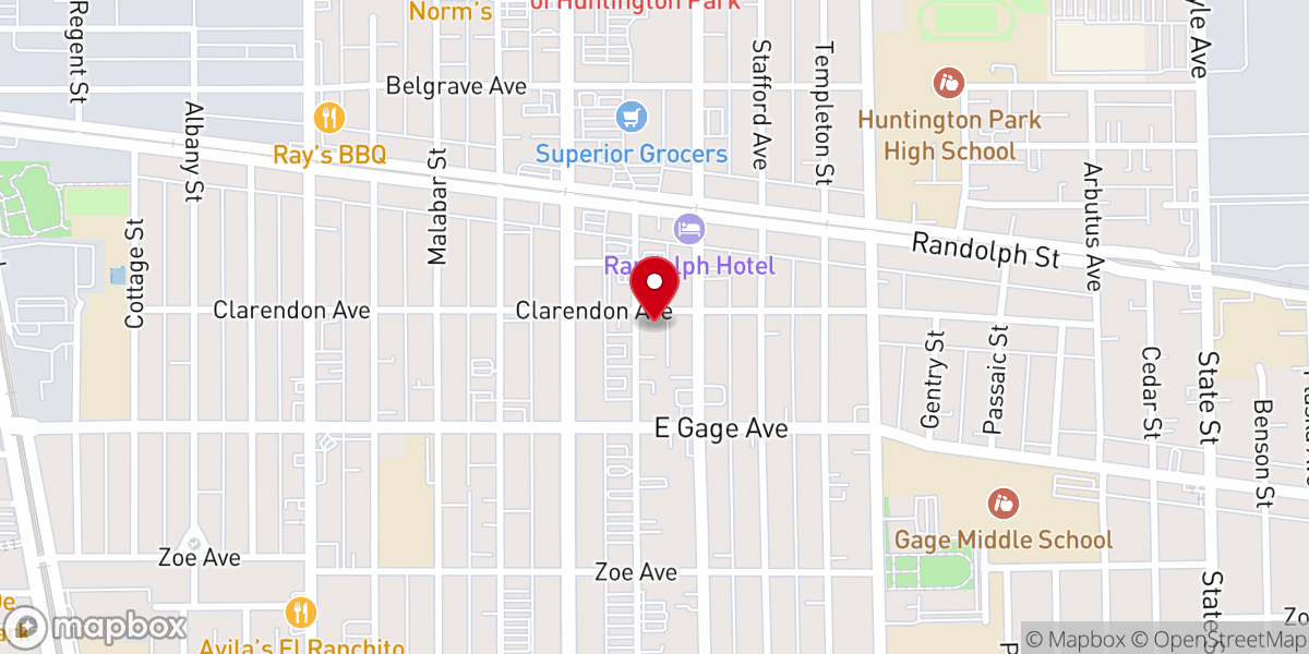 Map showing location of First Baptist Church-Huntington
