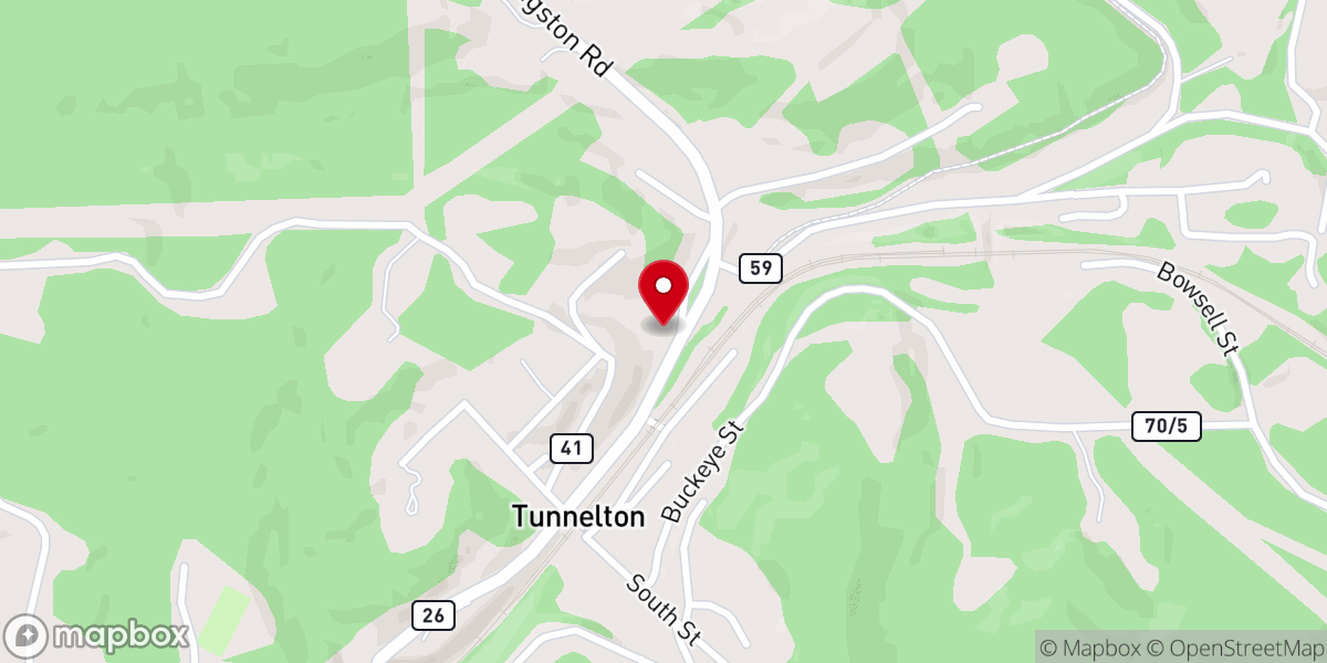 Map showing location of Tunnelton United Methodist Church