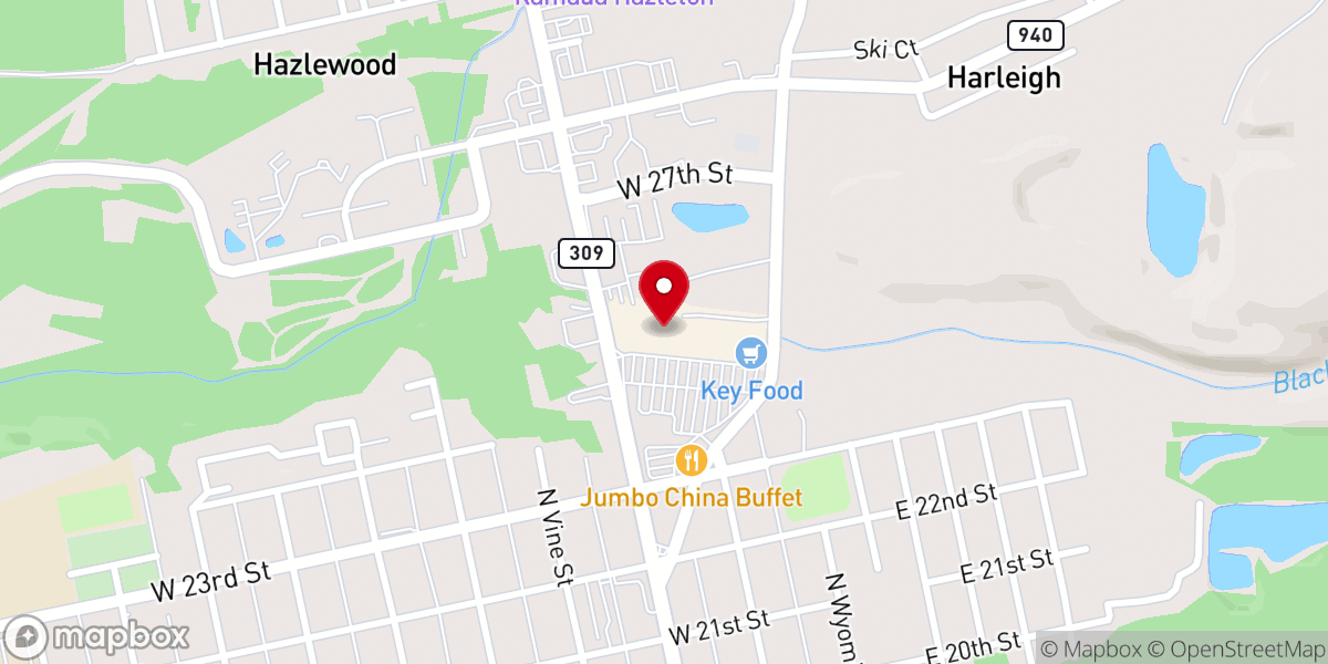 Map showing location of St. Luke's Care Now - Hazleton (Walk-in care) and Occupational Medicine