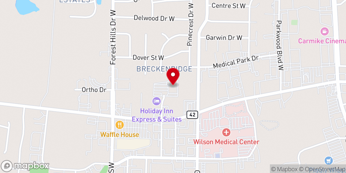 Map showing location of Eastgate Church - Wilson