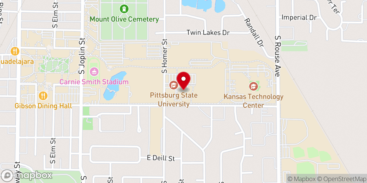 Map showing location of Bicknell Family Center for the Arts