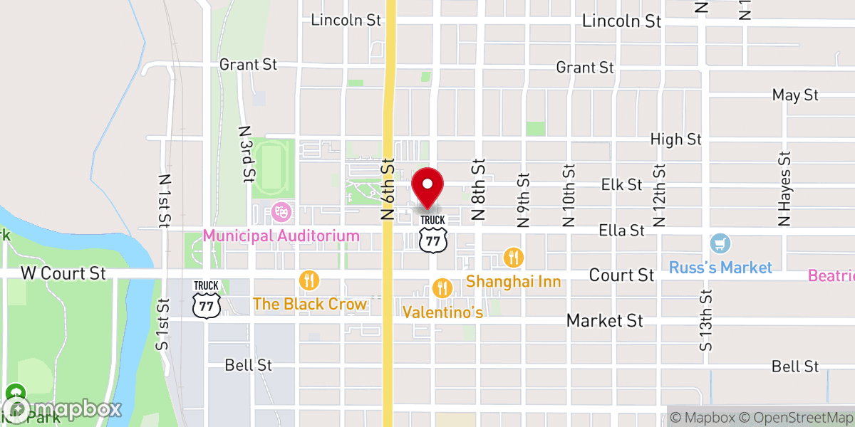 Map showing location of First Christian Church