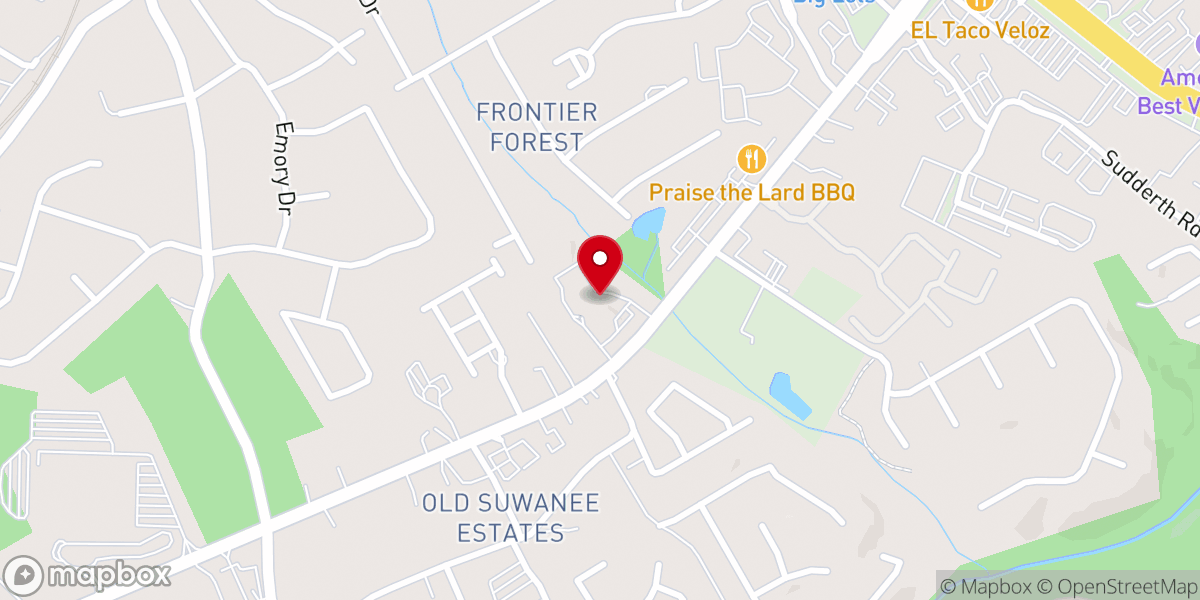 Map showing location of Buford Presbyterian Church