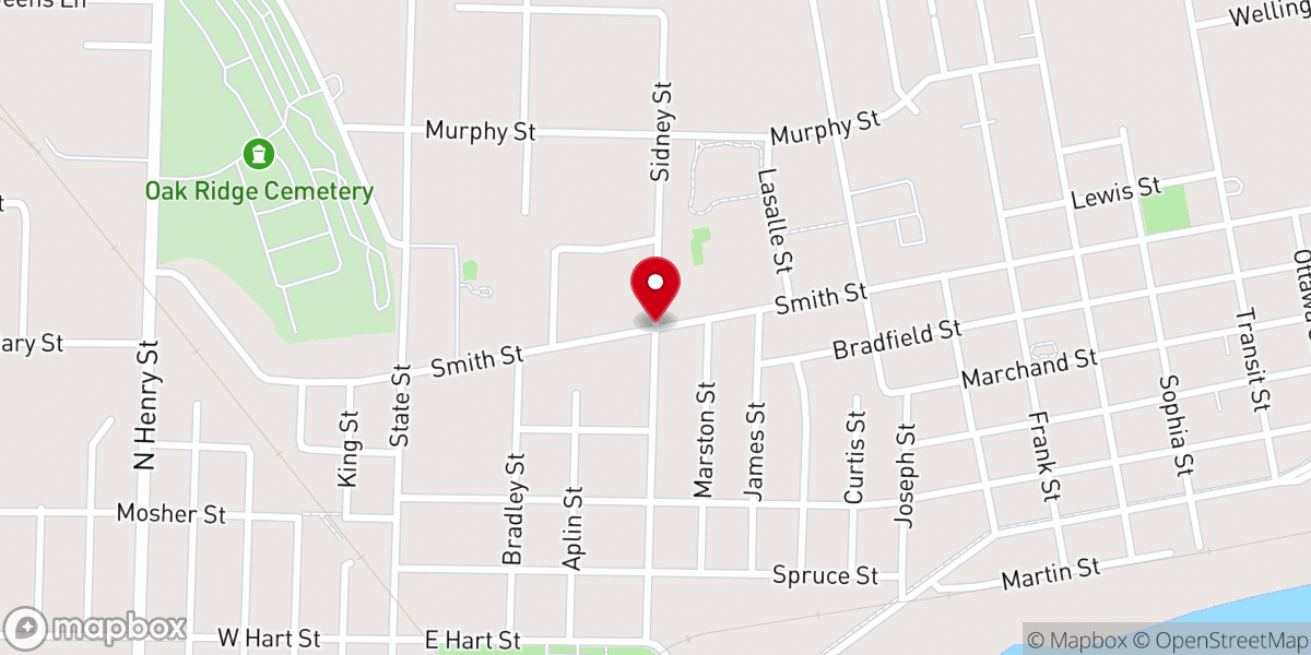 Map showing location of Mt. Olive Lutheran Church