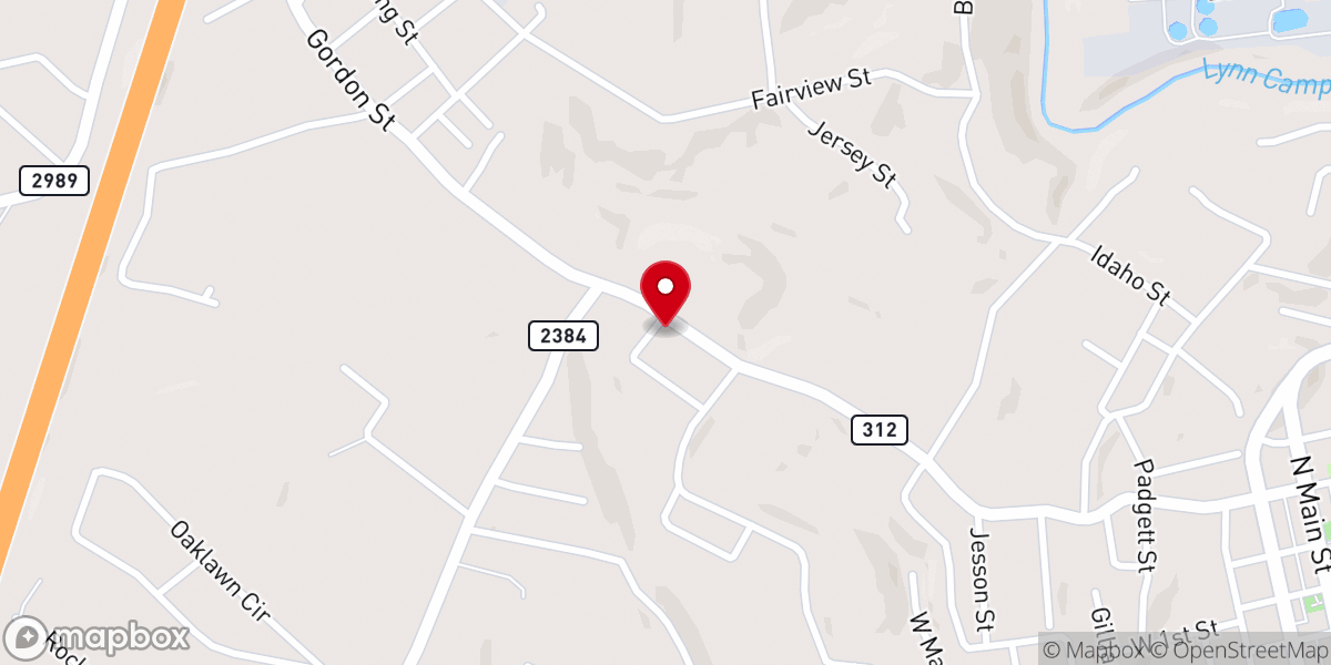 Map showing location of West Corbin Christian Church