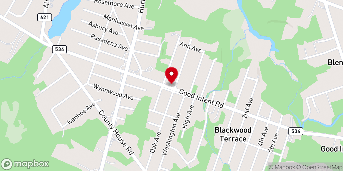 Map showing location of Bethel Christian Church