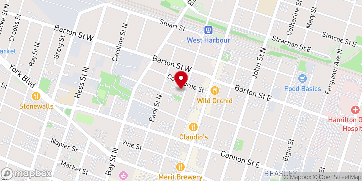 Map showing location of Hamilton Out of the Cold