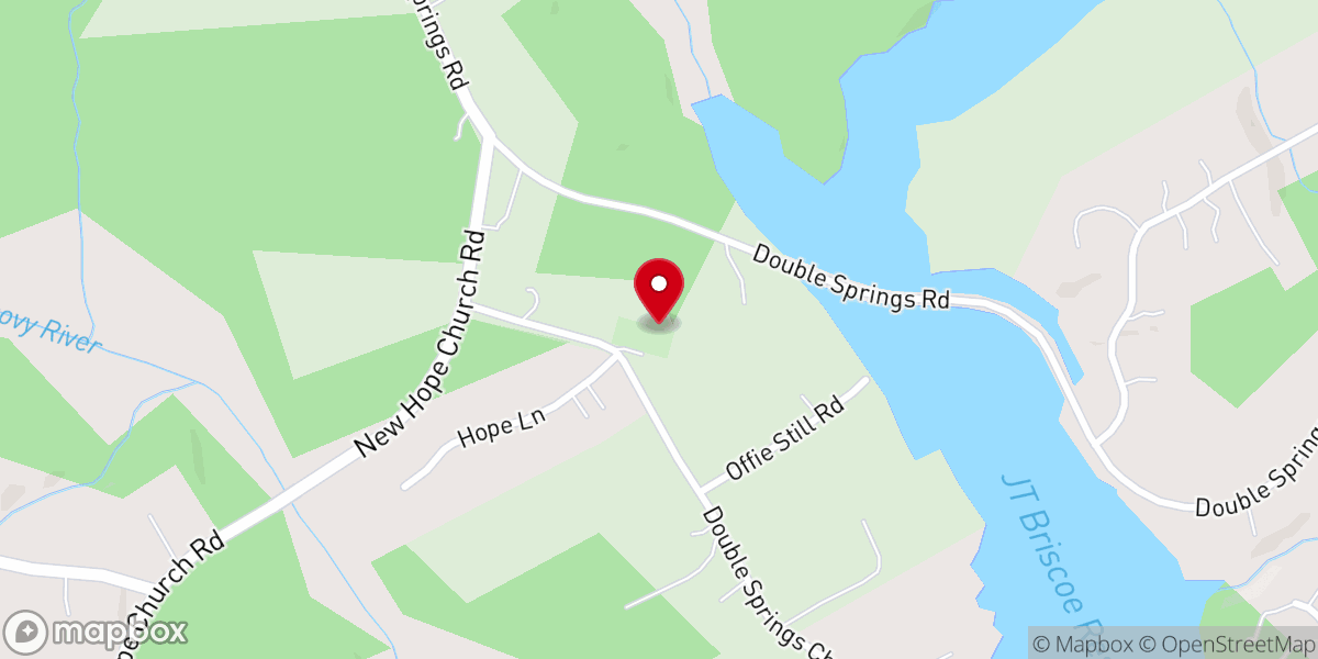 Map showing location of Double Springs Baptist Church