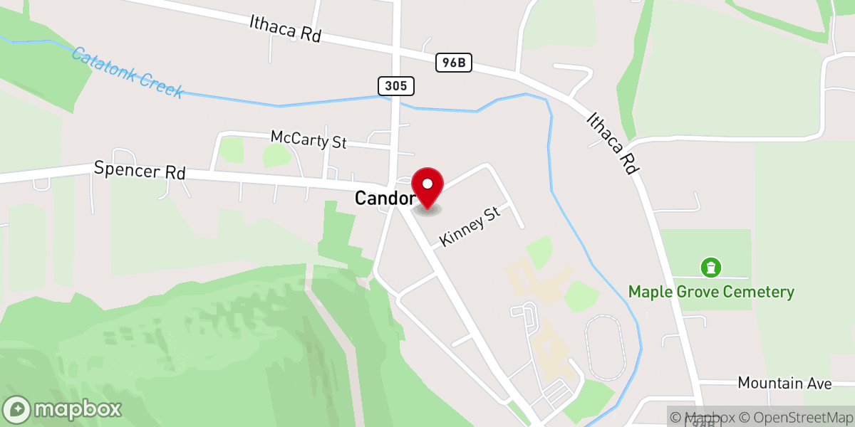 Map showing location of Candor Congregational Church